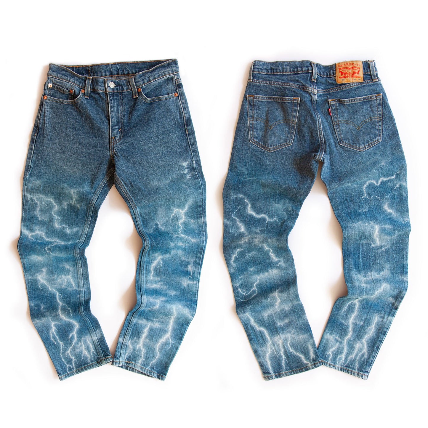 ELECTRIC STORM - Upcycled blue denim jeans - BLOW London