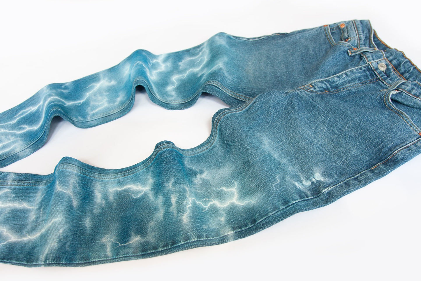 ELECTRIC STORM - Upcycled blue denim jeans - BLOW London