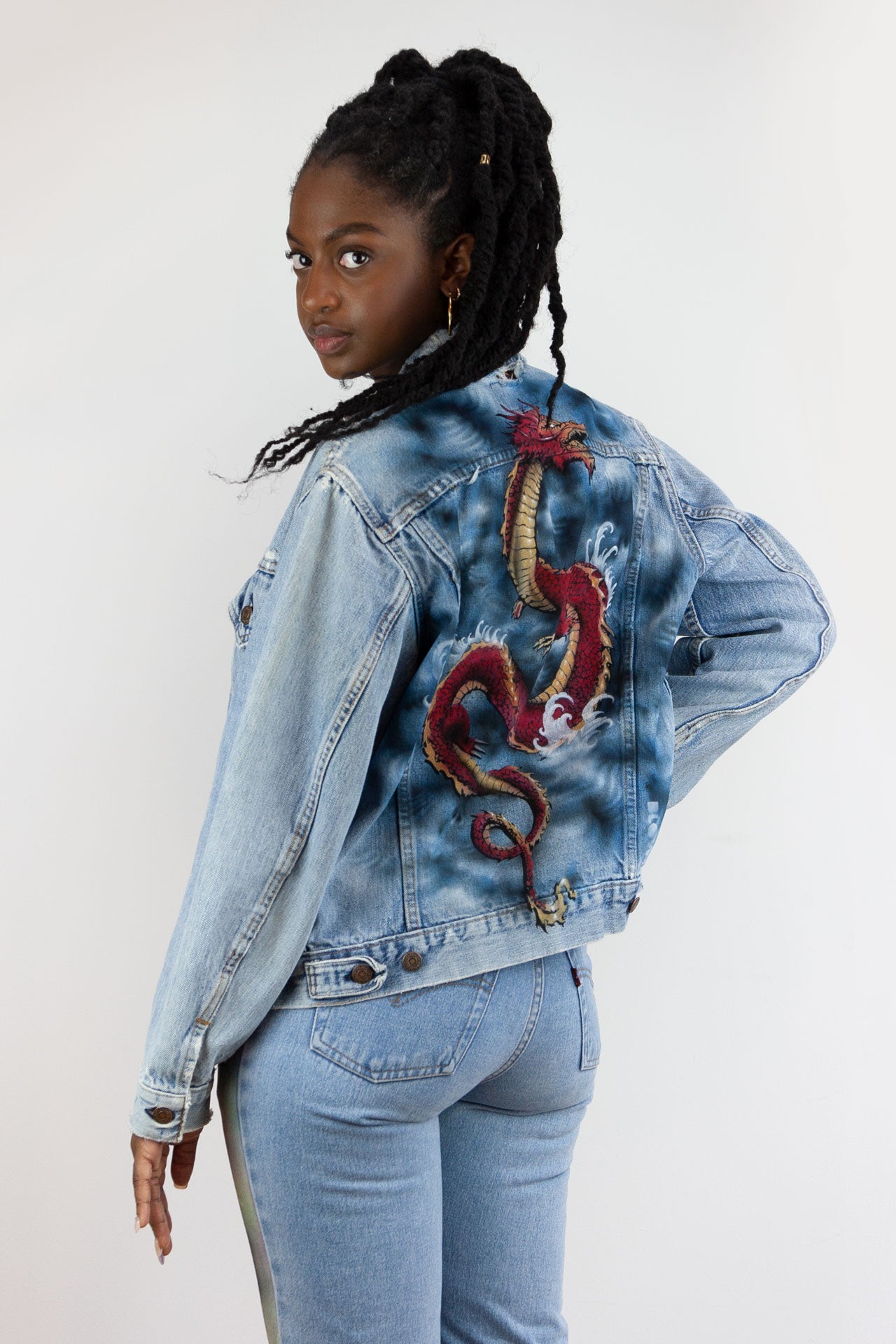 STORM DRAGON - Upcycled women's Levi's denim jacket