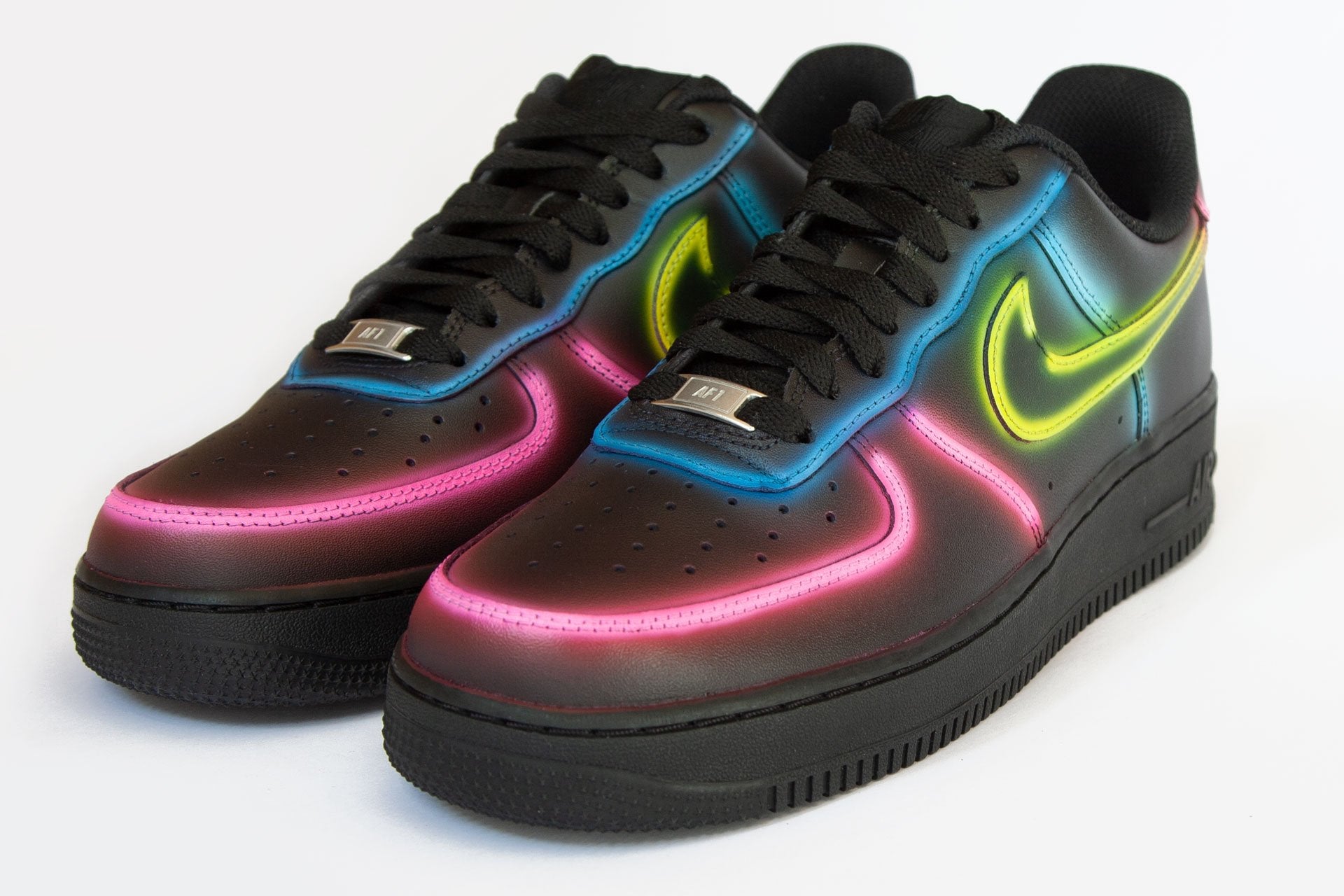 Custom Nike Air Force 1 Low Light Blue and Pink Swoosh . -  in