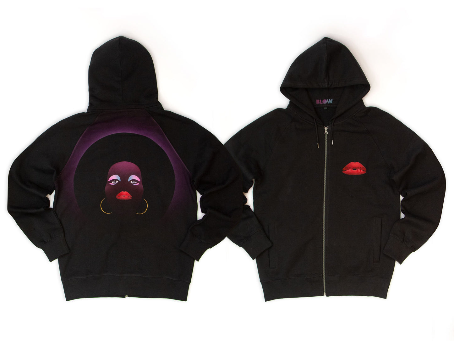 NIGHT DIVA - Classic heavy unisex raglan zip-up hoodie with side pockets