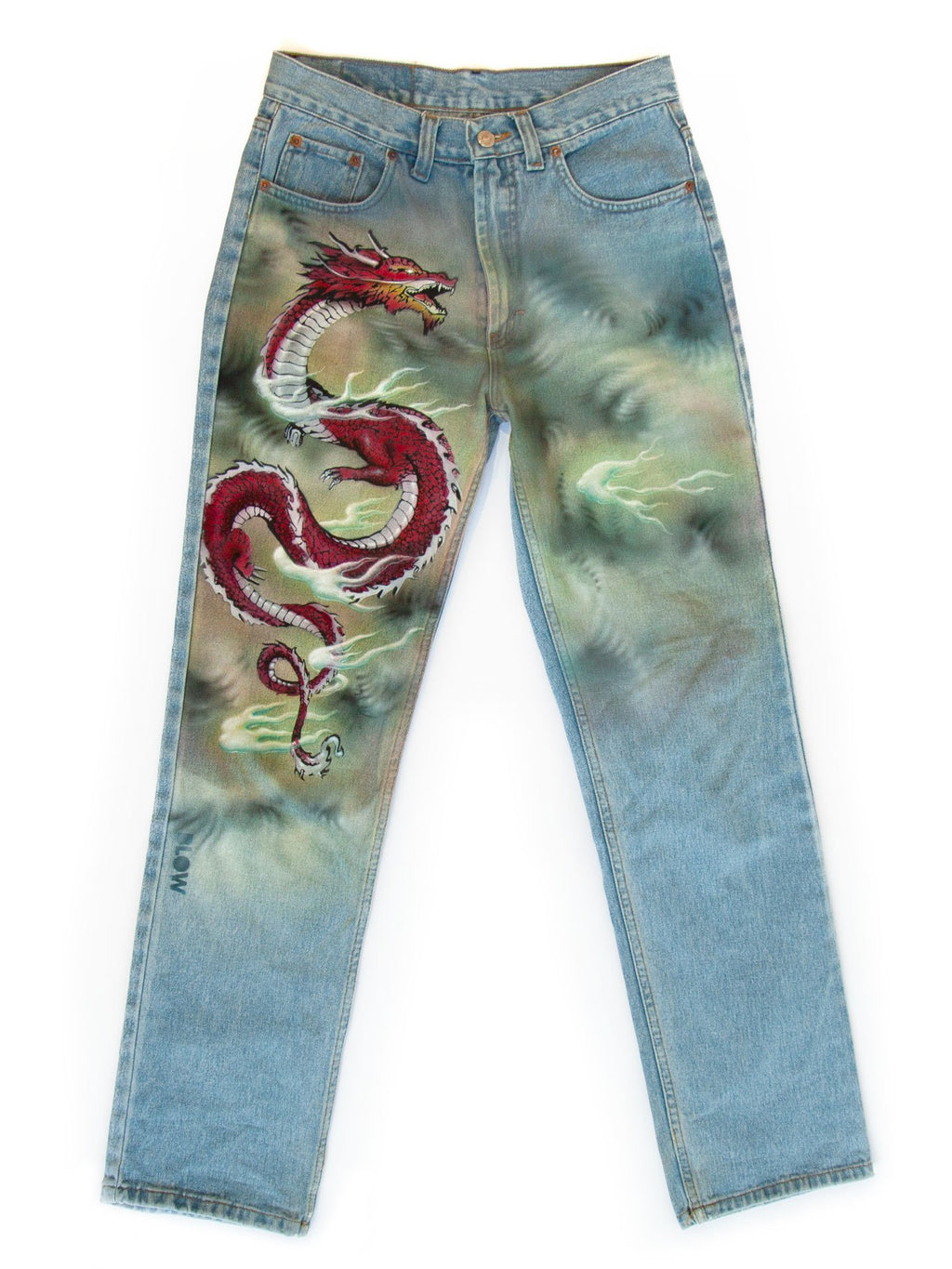 STORM DRAGON - Upcycled blue denim jeans - BLOW London