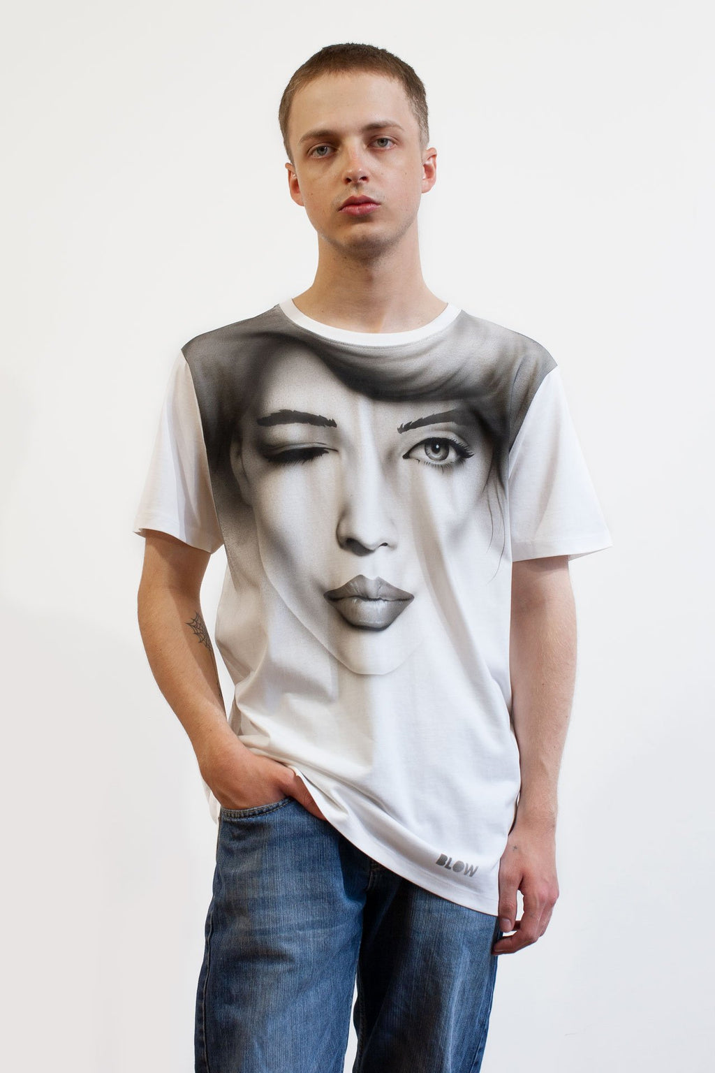 SHE WINKED (black&white) - Unisex premium short sleeve t-shirt - BLOW London